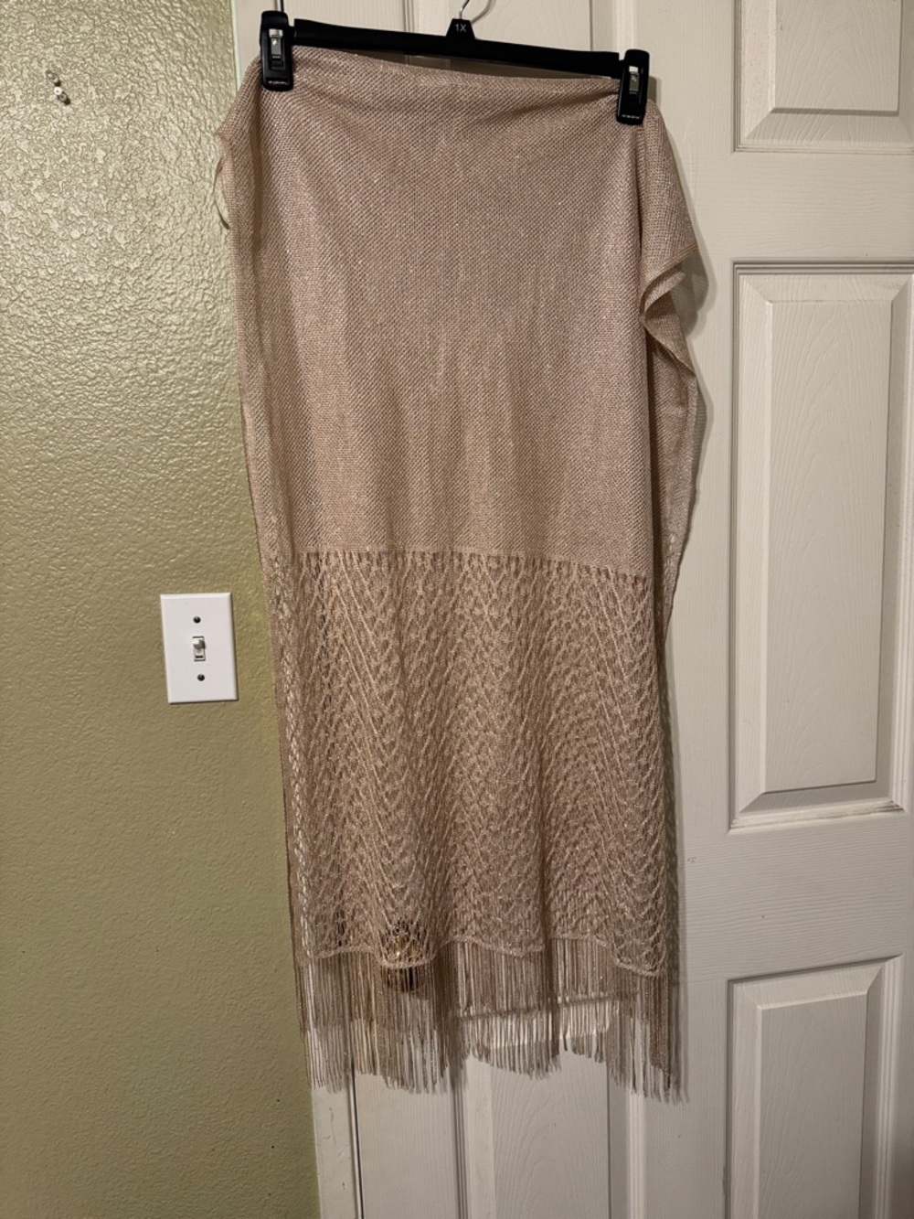 INC International Concepts Metallic Beige Fringe Wrap